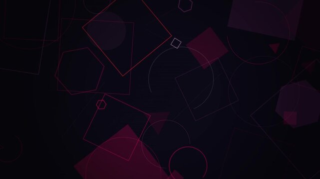 Dark abstract geometric shapes form a dynamic looping background pattern