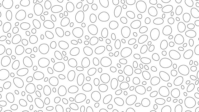 Pebble mosaic seamless pattern, round river stones in black line drawing, vector stone texture for garden path, floor, paving and architectural hatch background