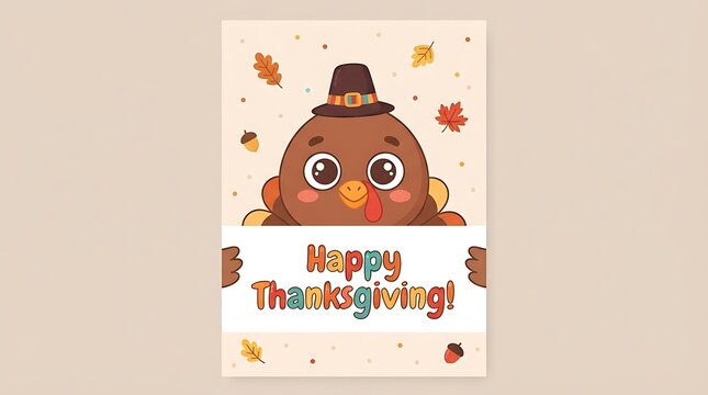 Festive thanksgiving turkey illustration with watercolor floral elements and text