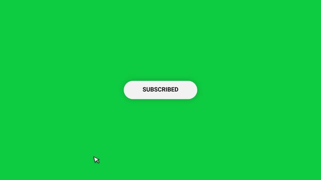 Pop up youtube subscribe icon button clicked animation motion graphic with chroma green screen clip template 4k
