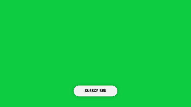 Pop up youtube subscribe icon button clicked animation motion graphic with chroma green screen clip template 4k
