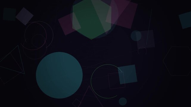 Dark looping background with translucent geometric shapes gently drifting across the frame.