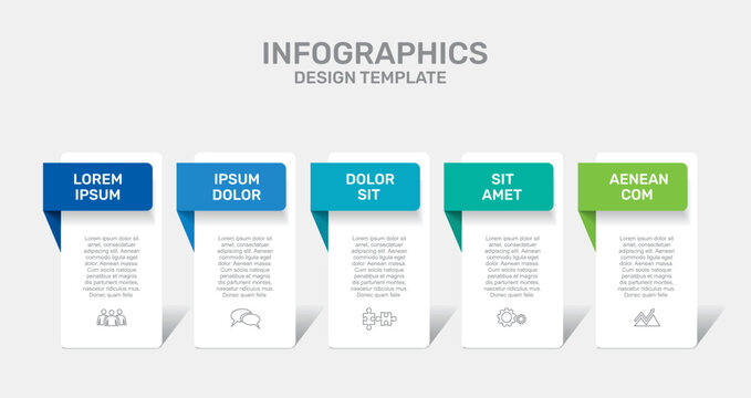Modern business infographic design template with colorful numbered steps, and icons. Vector illustration.