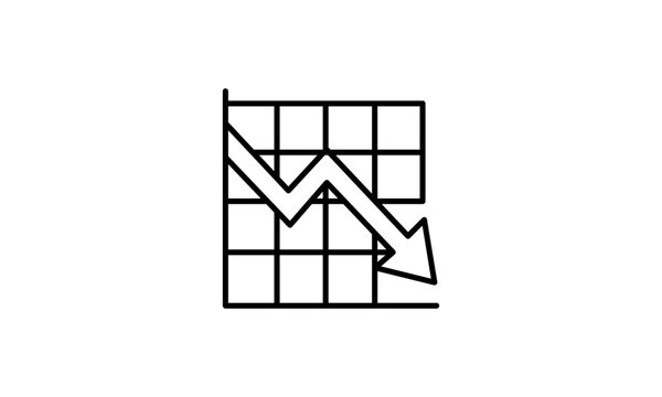 Line chart icon showing a downward trend with an arrow on a grid background