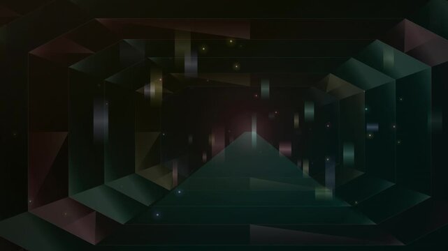Abstract looping tunnel rendered in dark geometric segments