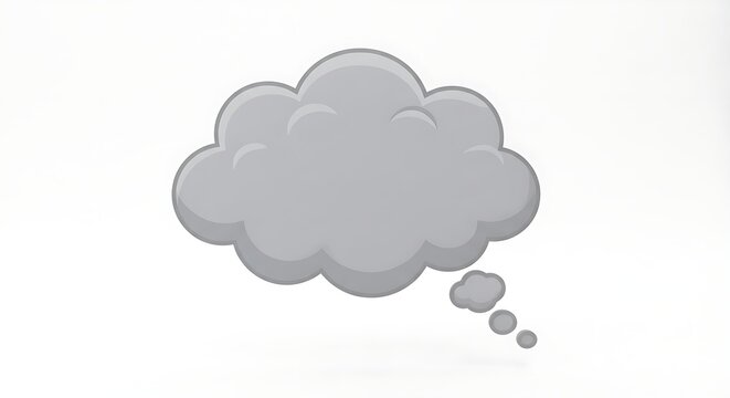 Isolated speech bubble or thought cloud, gray tone, cartoon shape, communication,
