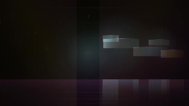Dark looping background with blurred stacked blocks and soft light reflections