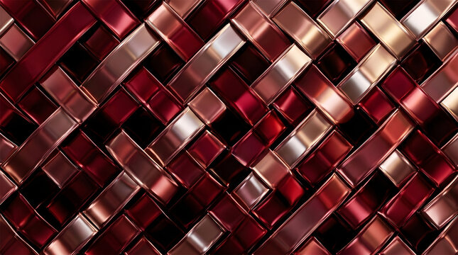 Red Metallic Woven Checkered Texture Background
