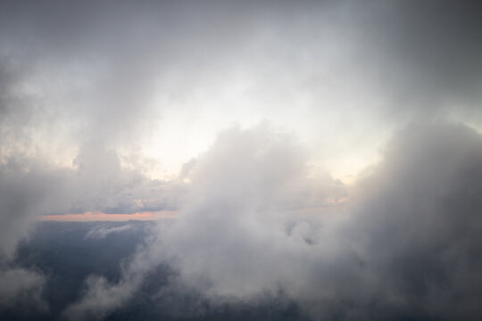 Dramatic Sky Clouds During Sunset Over Mountains