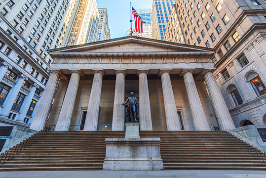 New York City, United States - Federal Hall the place of the first Congress, Wall Street.