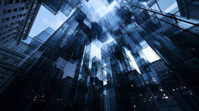Futuristic Corporate Glass Skyscraper Architecture in Downtown City