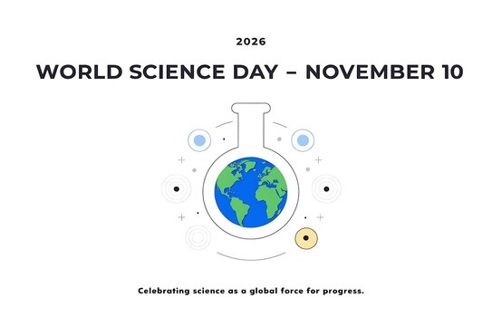 World science day poster design with planet earth globe and scientific elements