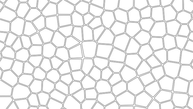 Rubble stone seamless pattern, small irregular natural stones in black line drawing, vector random stone wall and crazy paving texture for patio, path and architectural hatch