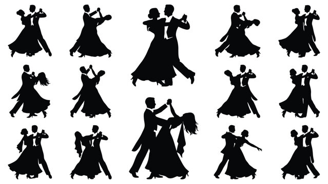 Couple ballroom dancing in elegant poses