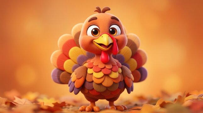A charming cartoon turkey embodies the spirit of gratitude and festive celebrations for thanksgiving in both canada and the usa