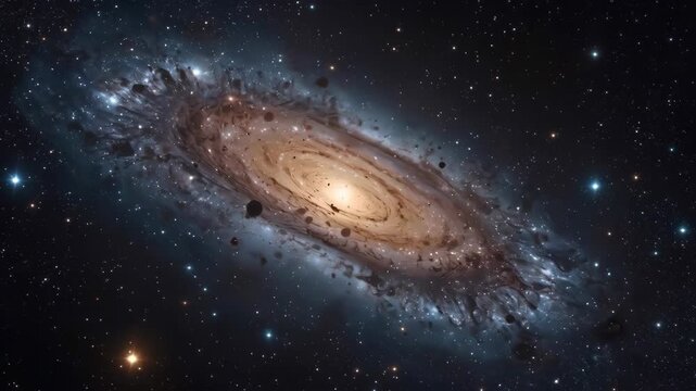 Spiral Galaxy in Deep Space with Star Field, Cosmic Dust, Celestial Object and Astronomy
