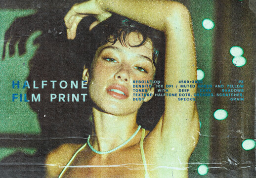 Halftone Film Print Photo Effect