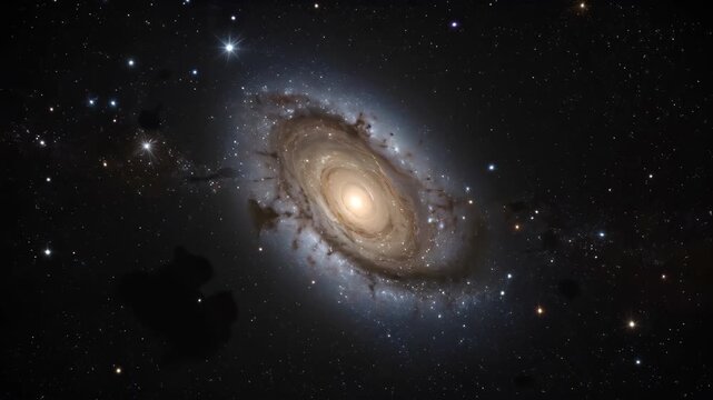 Spiral Galaxy in Deep Space Star Field, Cosmic Dust, and Celestial Object Astronomy Luminous View