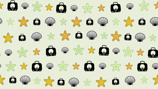 Pet Carrier, Seashell, and Starfish Pattern