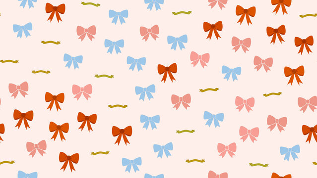 Seamless pattern of colorful bows and ribbons