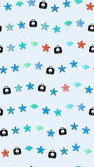 Seamless pattern of starfish, shells, and pet carriers © regixcfiukj6