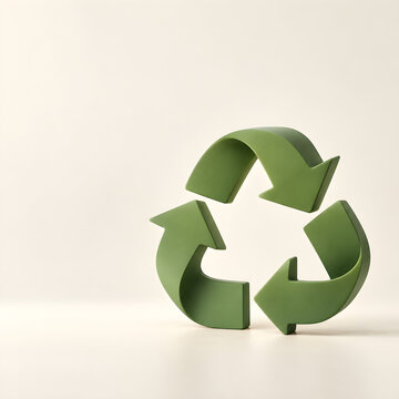 Green recycling arrows with cream copy space