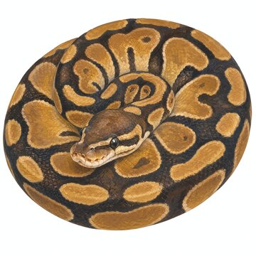Coiled Ball Python With Golden Brown and Black Blotched Pattern