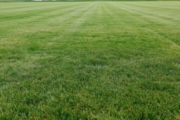 Naklejka premium The Grass Field An Expansive Green Lawn with Gentle Stripes and Open Space
