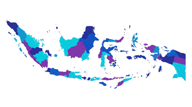 Colorful Indonesia Administrative Map Divided by Regional Provinces Vector Illustration Isolated on White Background