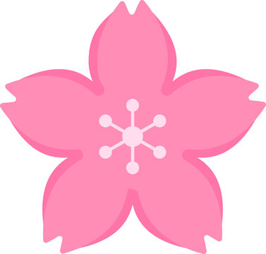Cute Minimalist Sakura Flower Icon for Beauty Spa, Spring Season, Cosmetic Packaging. Vector Illustration