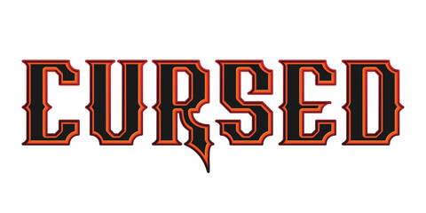 Retro gothic cursed typography text effect on transparent background © Ndoewer