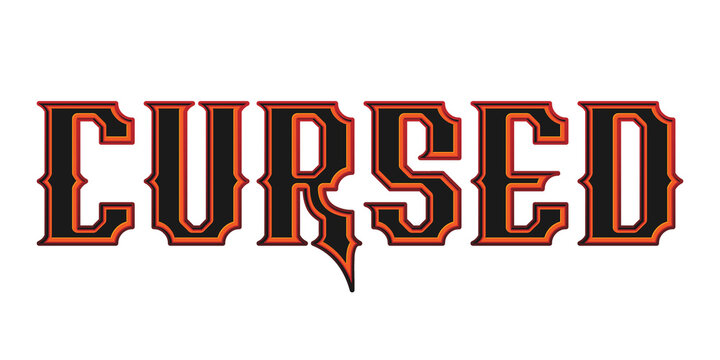 Retro gothic cursed typography text effect on transparent background
