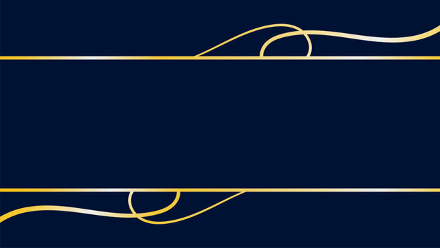 Luxury Blue Presentation Background with Gold Line for Business Template, Corporate Cover, and Digital Banner. Vector Illustration