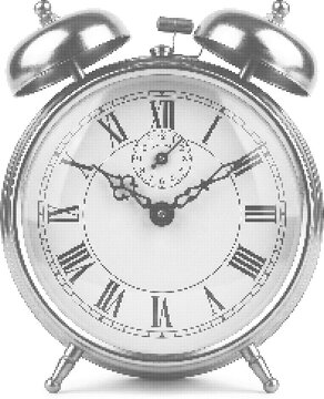 Alarm clock retro halftone dot texture vintage illustration design element