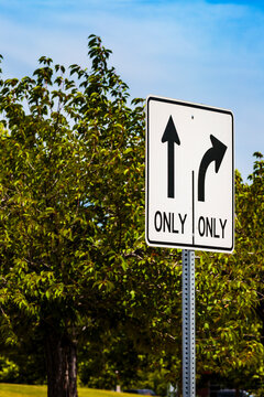 Road Exit sign with two directional arrows, Spokane