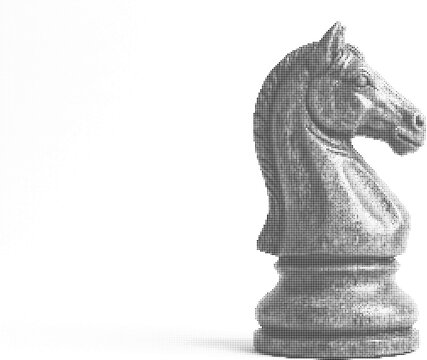 Chess Knight Halftone Illustration Retro Dot Texture Vintage Design Element