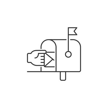 Parcel post linear icon. Public postal service thin line customizable illustration. Mail transportation business. Street postbox. Contour symbol. Vector isolated outline drawing. Editable stroke