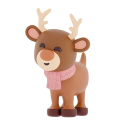 3D Merry Christmas Reindeer Icon Winter Holiday Season December Cute Decoration Ornament Joy Cheerful Celebration Illustration © Exxel
