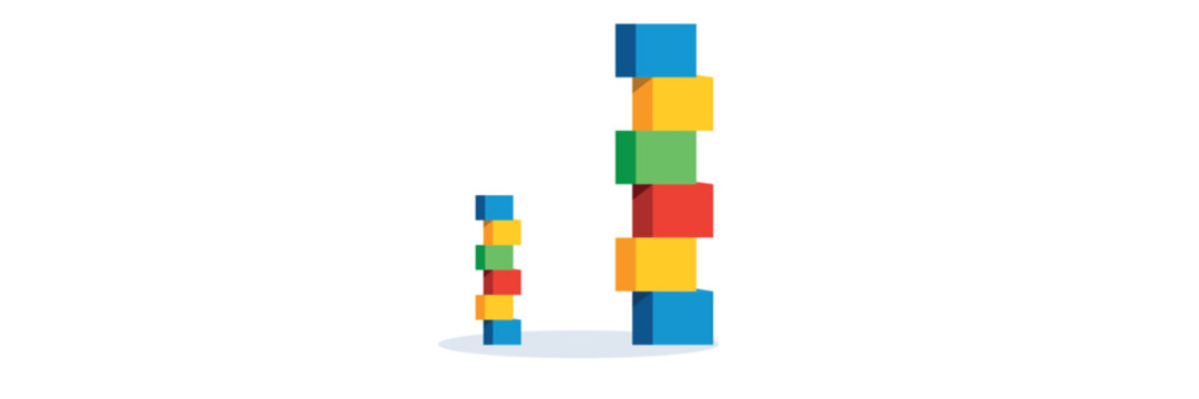 Multicolored tower cubes. Children's toy. Isolated. Vector illustration in cartoon style.