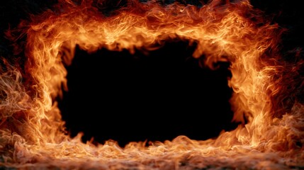 Fototapeta premium The Ring of Fire Framing a Black Void in an Intense Fiery Tunnel Scene