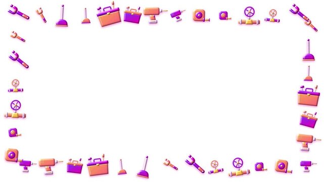 Plumbing and repair frame vibrant gradient animation white background
