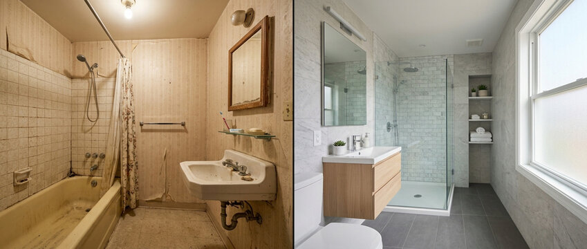 Before and After Bathroom Renovation: Old vs. New Modern Design