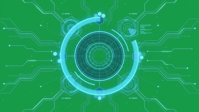 Futuristic Technology Digital Circuit Board Interface Background With Glowing Cyberspace Network Data Hologram Innovation Radar HUD