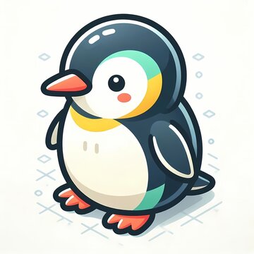 白背景に立つポップなペンギン素材