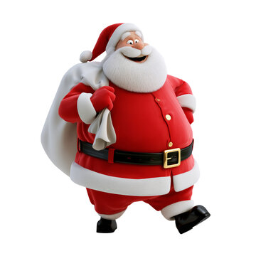 Isolated cutout happy smiling santa claus on transparent background. Generative Ai