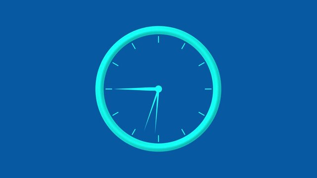Abstract new analog clock icon animation on symbolizes hours, minutes, and time tracking. Analog simple clock spinning animation loop..