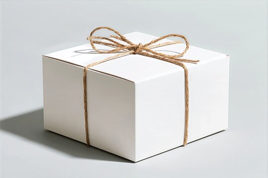 White bakery box tied with natural twine