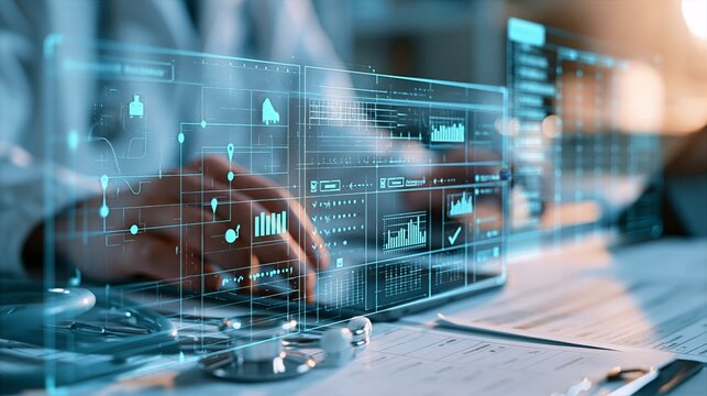 Healthcare Volunteer Scheduling Dashboard with Holographic Medical Interface