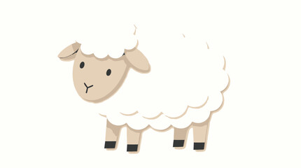 Adorable Fluffy Sheep Character Standing Isolated on White Background, Cute Farm Animal Illustration for Children's Books and Design © Rina