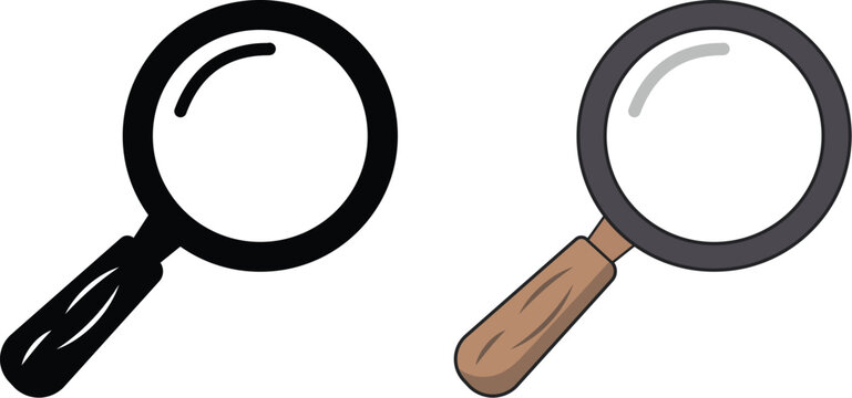 Magnifying glass search and zoom vector icons set.